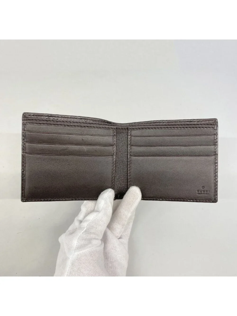 Gucci Billfold Guccissima Interlocking G Leather Brown Champagne Gold Wallet